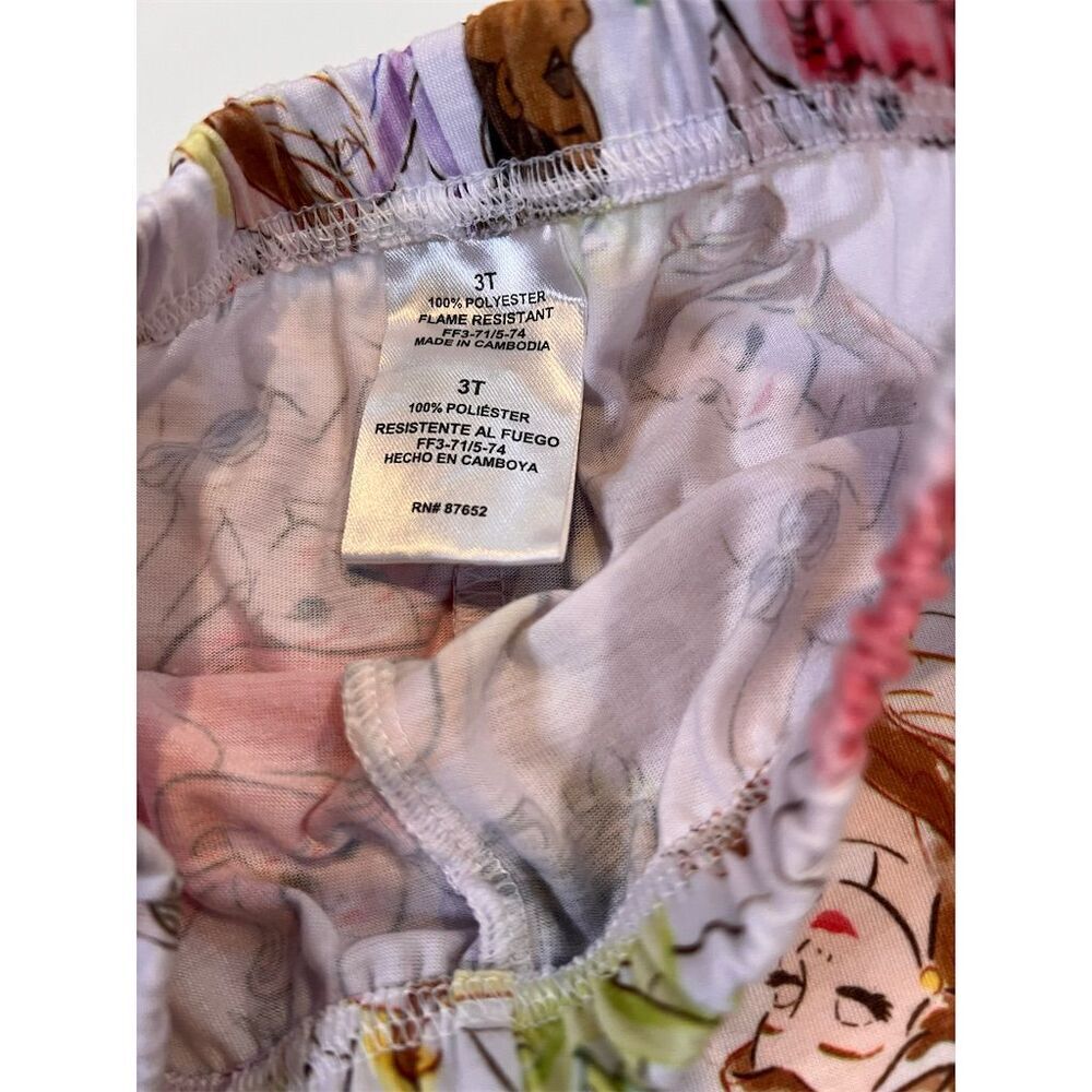 Disney Princess Girls Pajama Set 3T Purple Ariel Tiana Rapunzel - Picture 7 of 8
